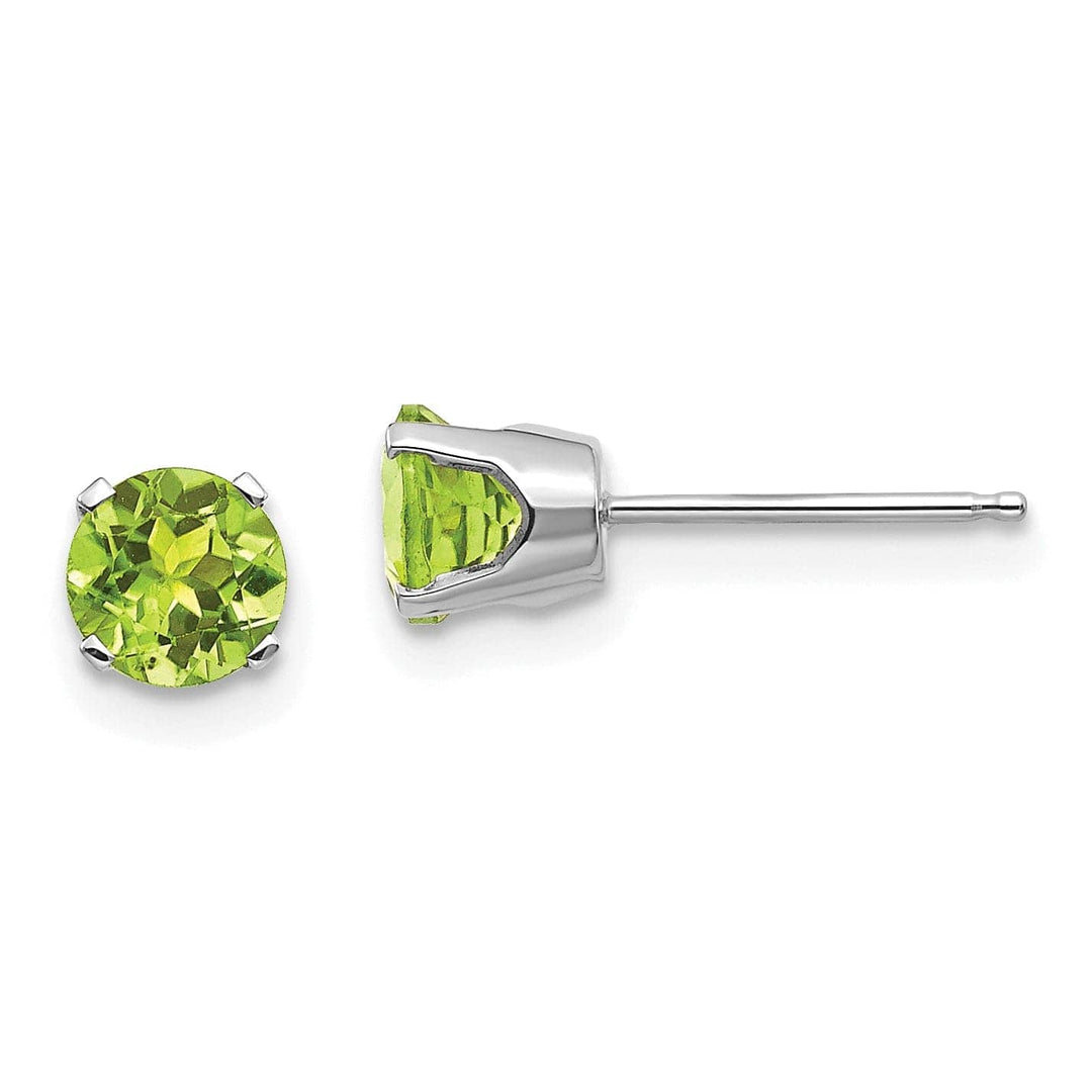 Lovely Rita's Earrings 14k White Gold Round Peridot Birthstone Earrings