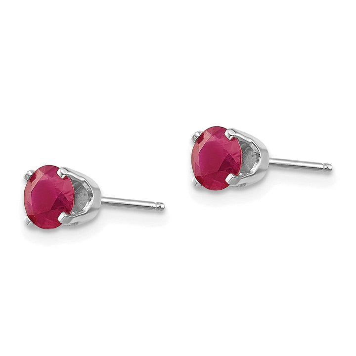Lovely Rita's Earrings 14k White Gold Round Ruby Birthstone Earrings