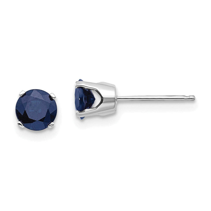 Lovely Rita's Earrings 14k White Gold Round Sapphire Birthstone Earrings