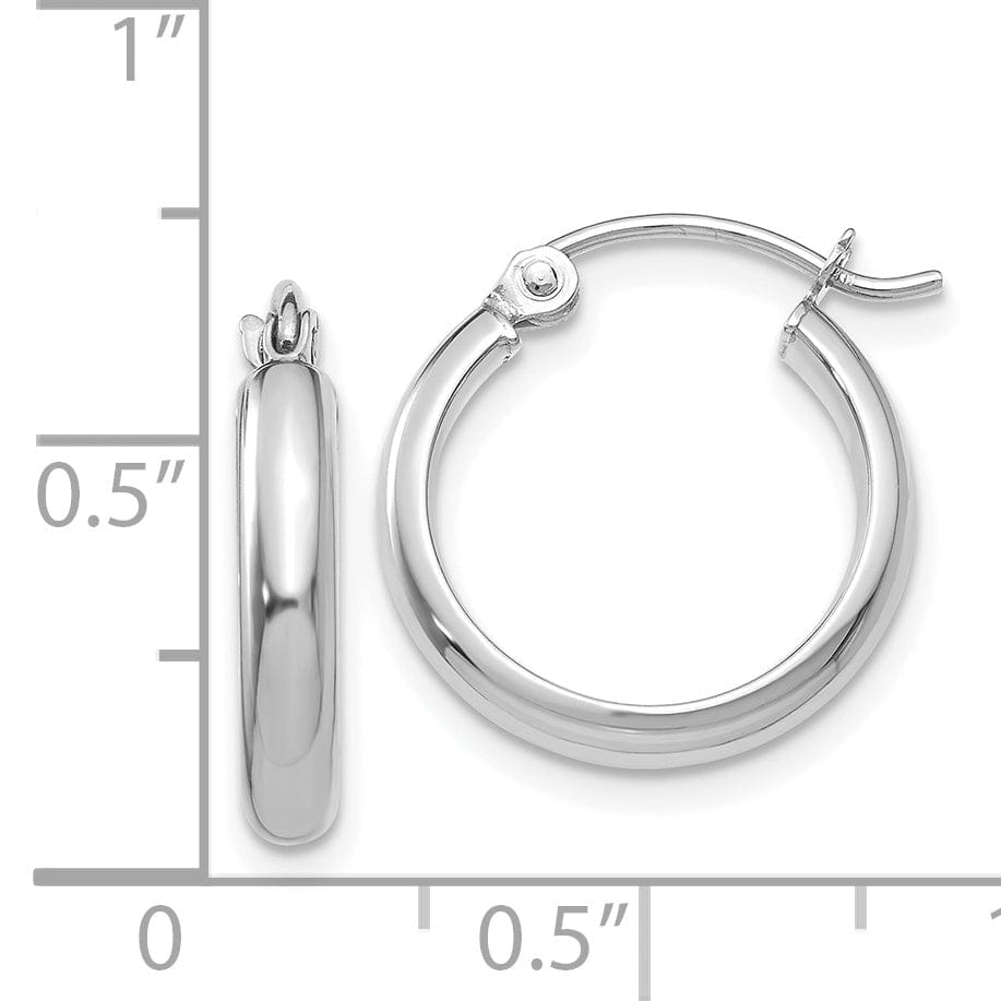 Lovely Rita's Earrings 14k White Gold Round Tube Hoop Earrings