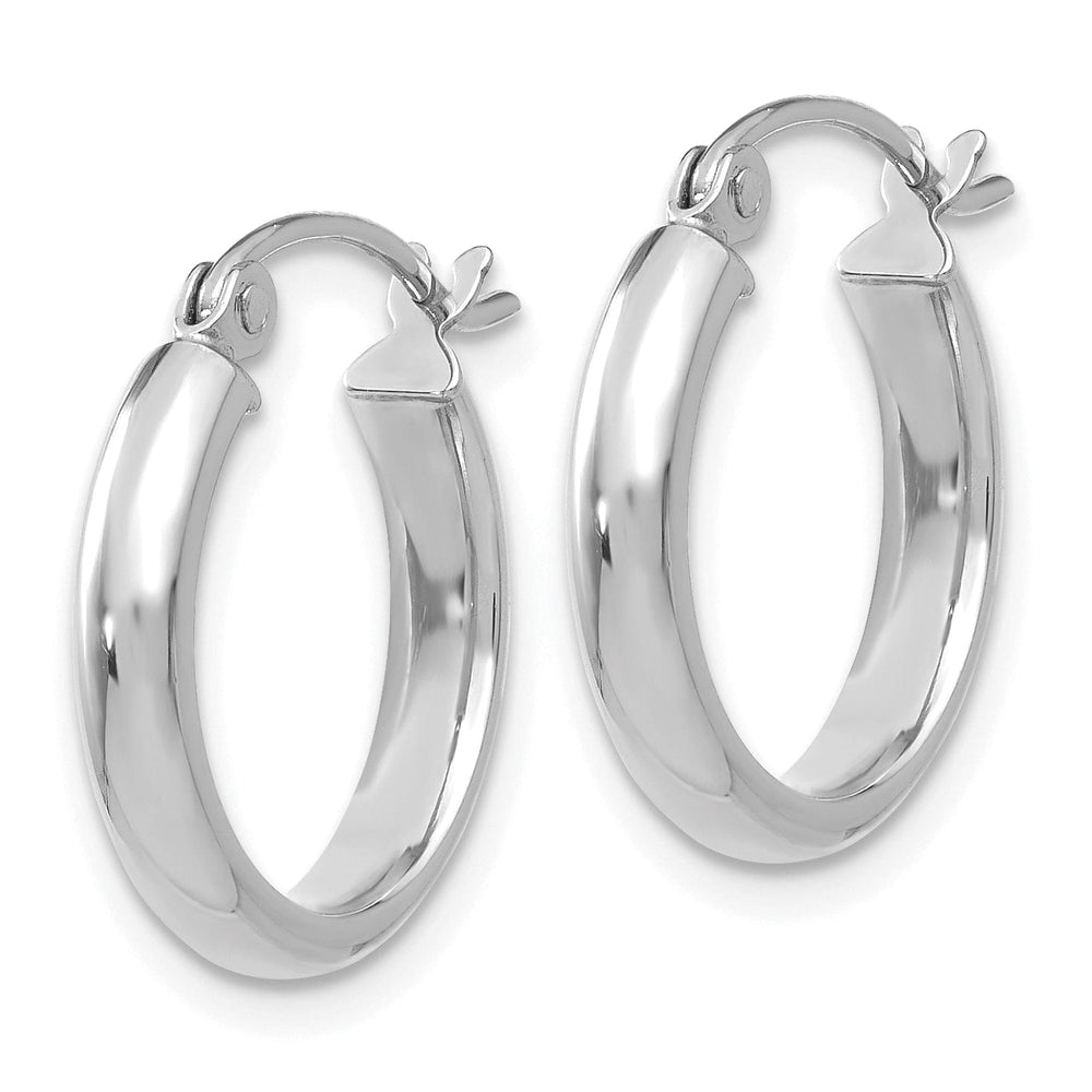 Lovely Rita's Earrings 14k White Gold Round Tube Hoop Earrings