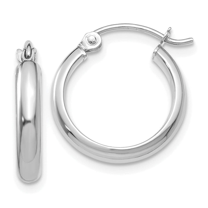 Lovely Rita's Earrings 14k White Gold Round Tube Hoop Earrings