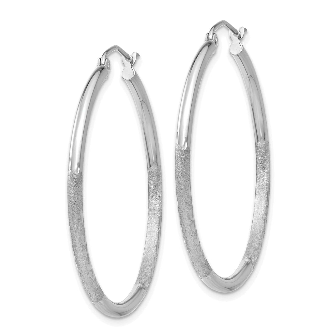 Lovely Rita's Earrings 14k White Gold Satin Diamond Cut 2MM Round Hoop