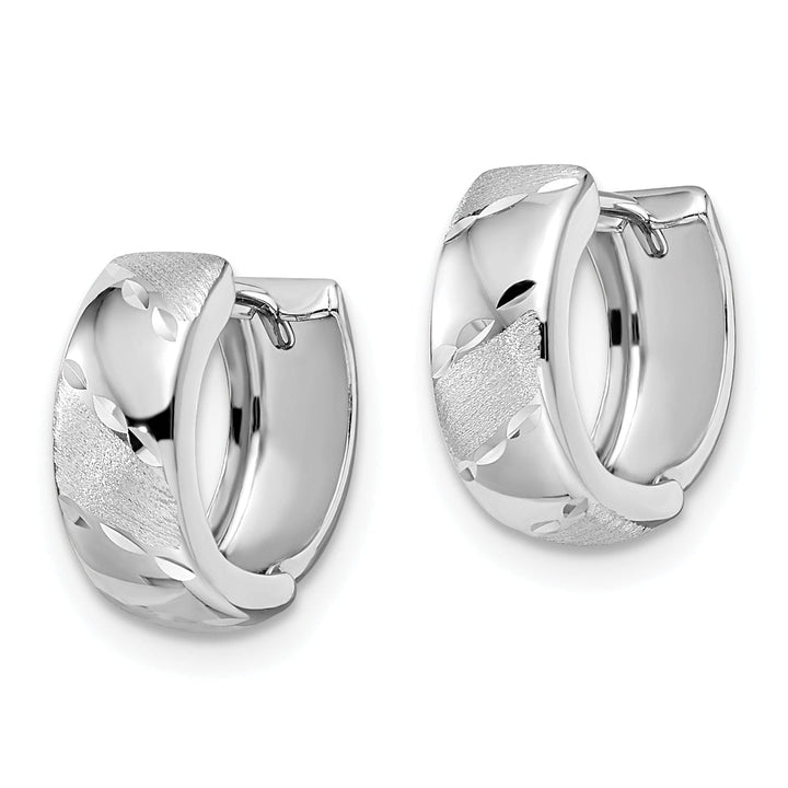 Lovely Rita's Earrings 14k White Gold Satin Hinged Hoop Earrings