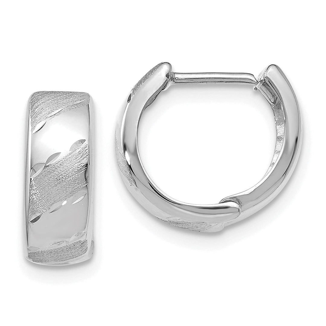 Lovely Rita's Earrings 14k White Gold Satin Hinged Hoop Earrings