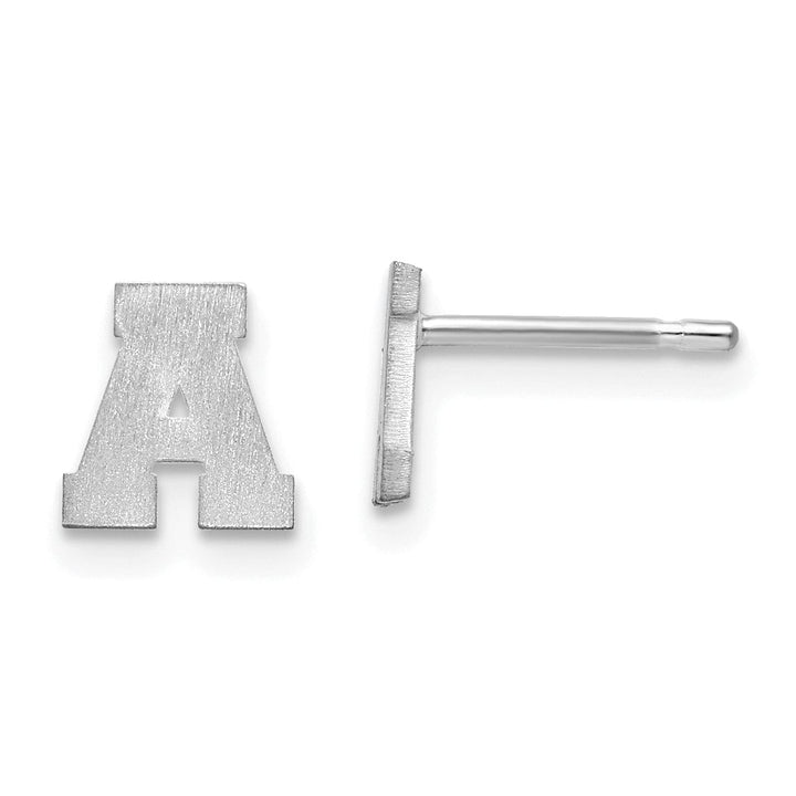 Lovely Rita's Earrings 14K White Gold Script Satin Brushed Finish Letter A Initial Earrings
