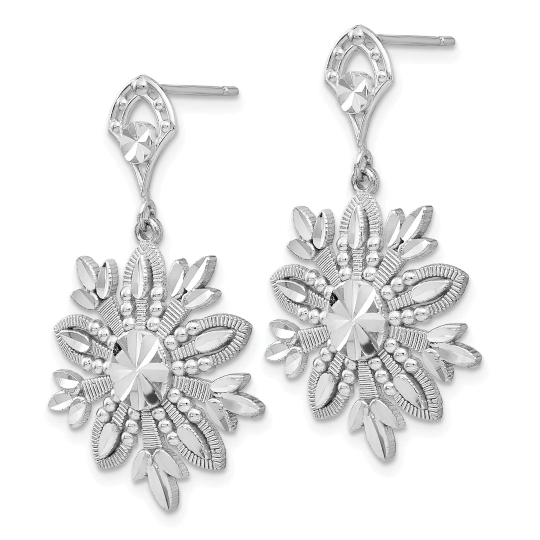 Lovely Rita's Earrings 14k White Gold Snowflake Dangle Design Earrings
