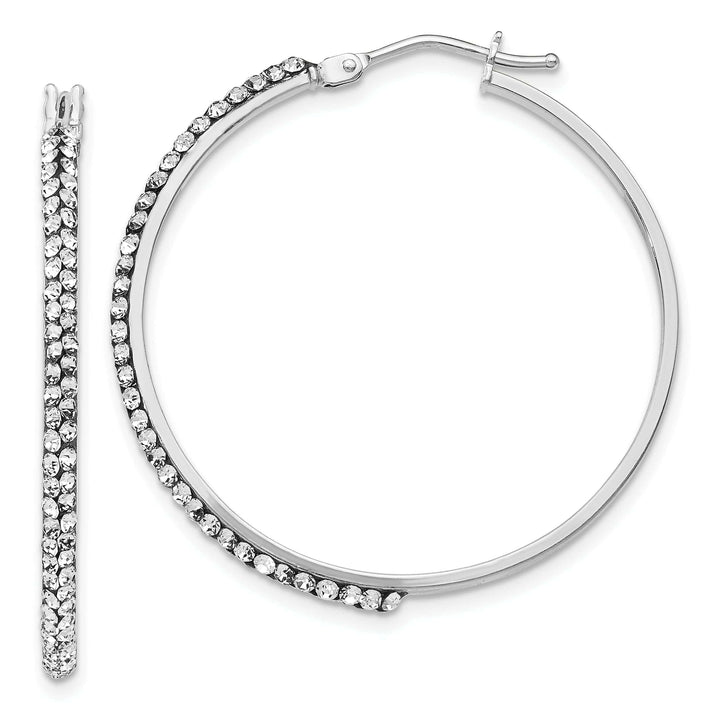 Lovely Rita's Earrings 14k White Gold Swarovski Hinged Hoop Earrings