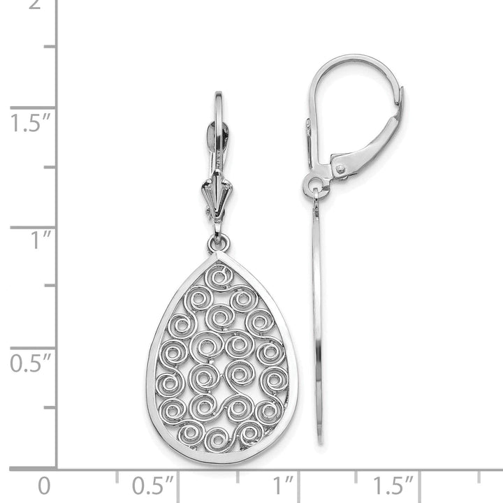 Lovely Rita's Earrings 14k White Gold Teardrop Dangle Leverback Earrings