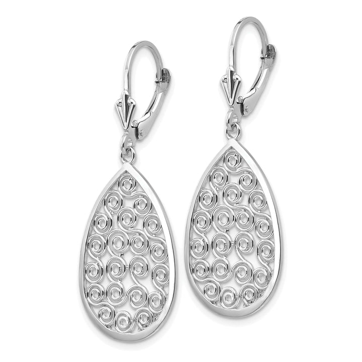 Lovely Rita's Earrings 14k White Gold Teardrop Dangle Leverback Earrings