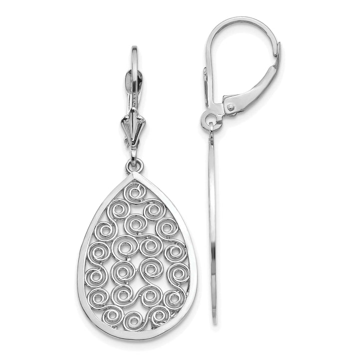 Lovely Rita's Earrings 14k White Gold Teardrop Dangle Leverback Earrings