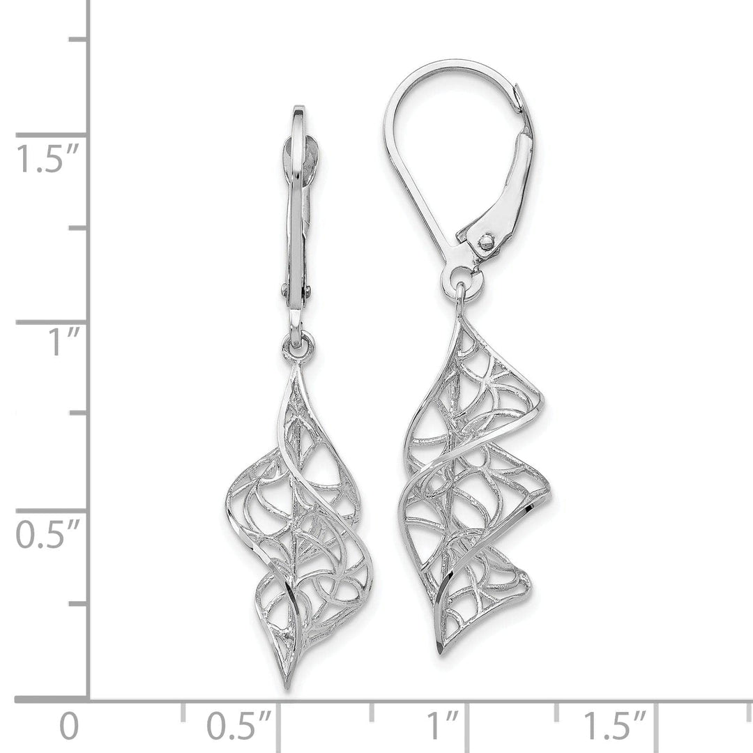 Lovely Rita's Earrings 14k White Gold Texture Dangle Leverback Earrings