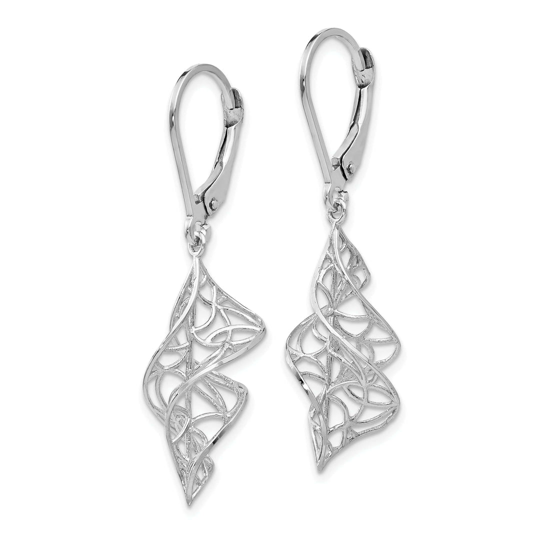 Lovely Rita's Earrings 14k White Gold Texture Dangle Leverback Earrings