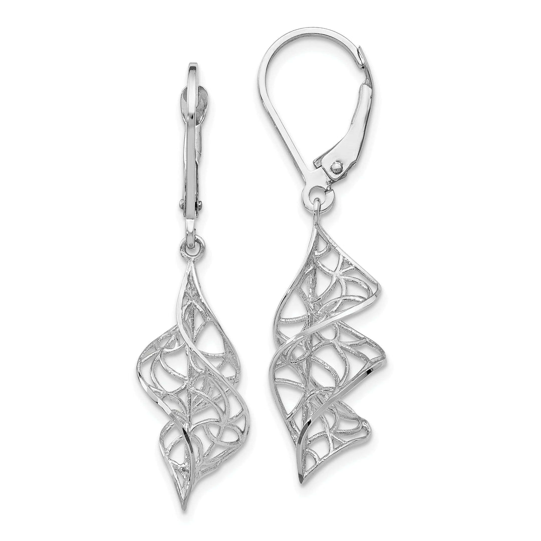 Lovely Rita's Earrings 14k White Gold Texture Dangle Leverback Earrings