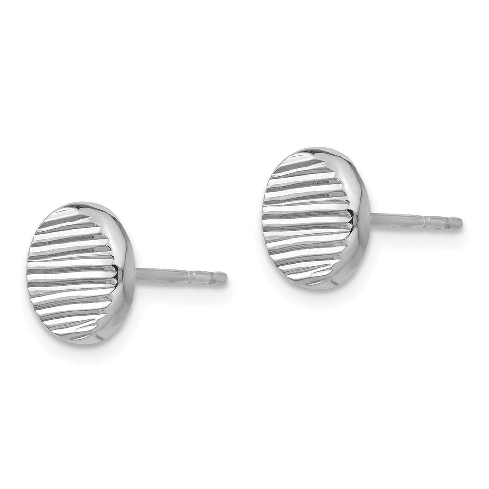 Lovely Rita's Earrings 14K White Gold Texture Small Disc Post Earrings
