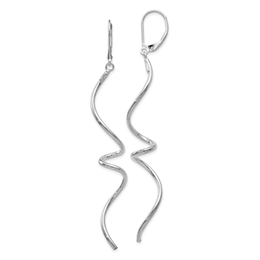 Lovely Rita's Earrings 14k White Gold Twist Dangle Leverback Earrings