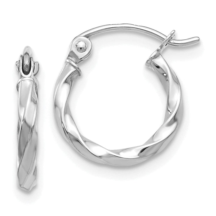 Lovely Rita's Earrings 14k White Gold Twist Polished Hoop Earring