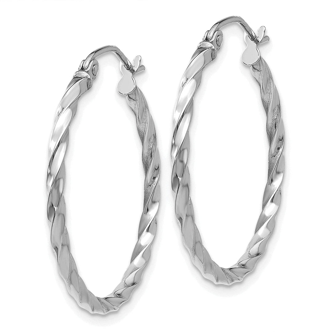 Lovely Rita's Earrings 14k White Gold Twist Polished Hoop Earring