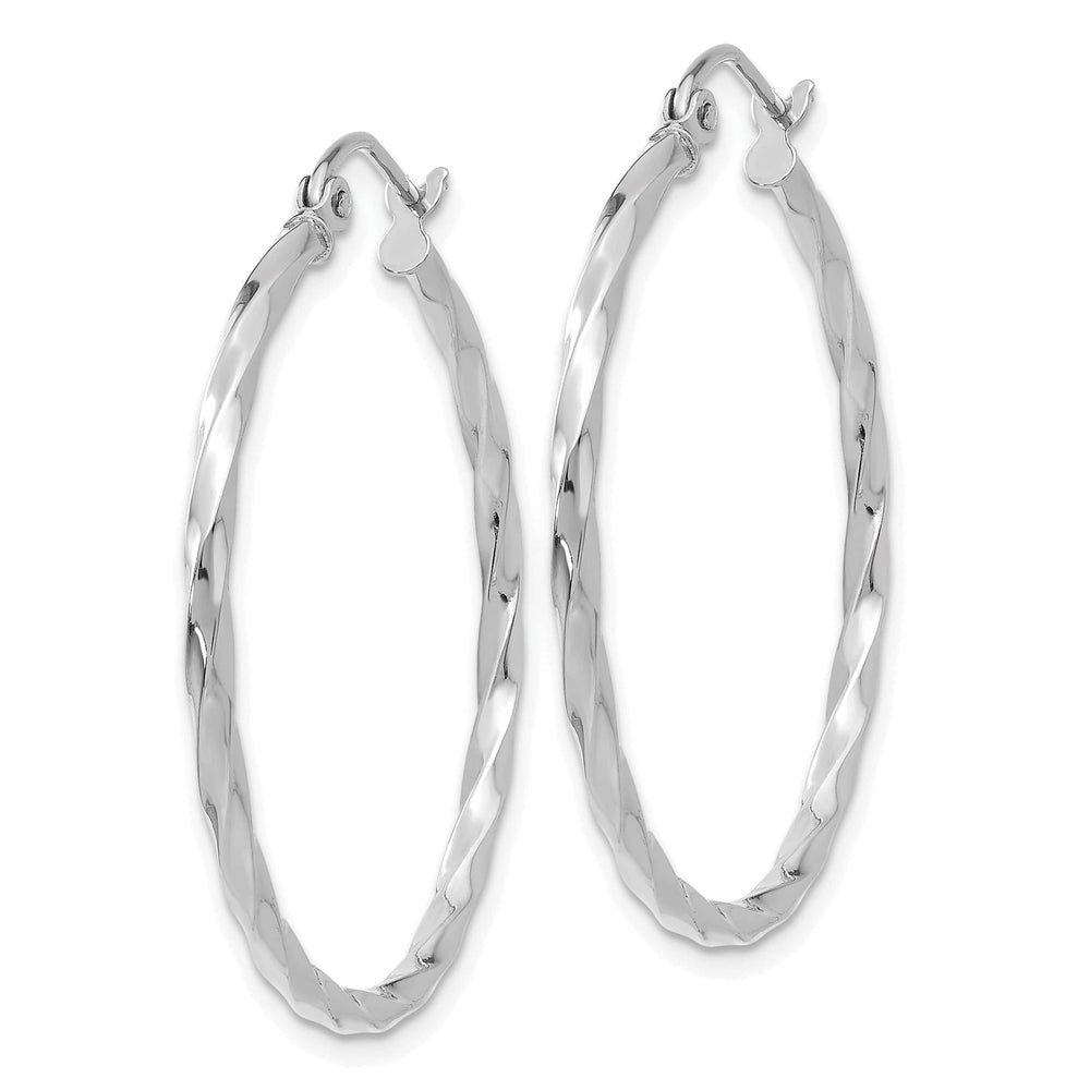 Lovely Rita's Earrings 14k White Gold Twist Polished Hoop Earring