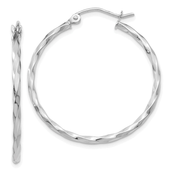 Lovely Rita's Earrings 14k White Gold Twist Polished Hoop Earring