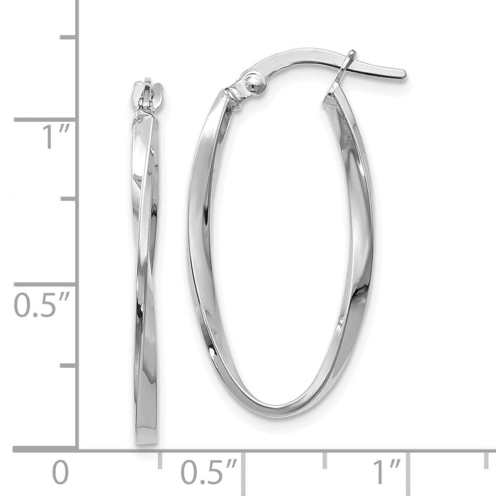 Lovely Rita's Earrings 14k White Gold Twisted Oval Hoop Earrings