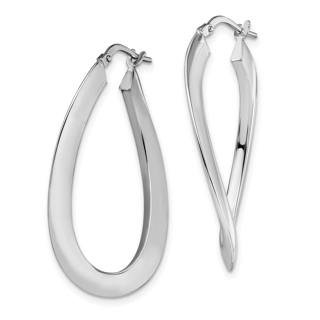 Lovely Rita's Earrings 14k White Gold Twisted Oval Hoop Earrings
