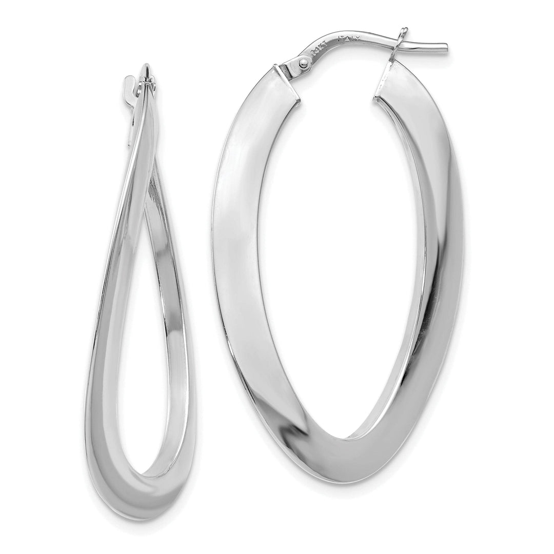 Lovely Rita's Earrings 14k White Gold Twisted Oval Hoop Earrings