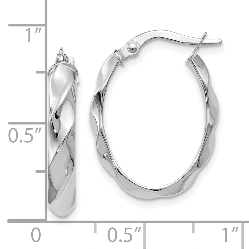 Lovely Rita's Earrings 14k White Gold Twisted Oval Hoop Earrings