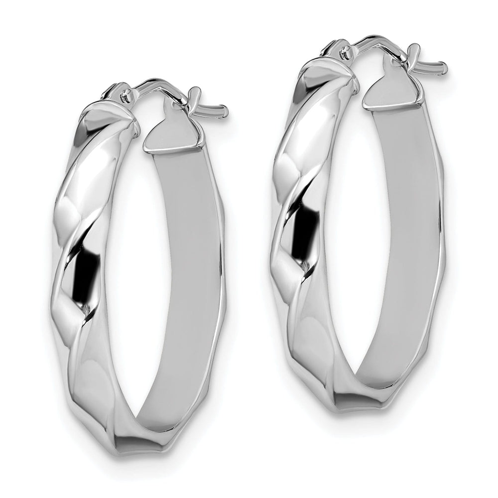 Lovely Rita's Earrings 14k White Gold Twisted Oval Hoop Earrings