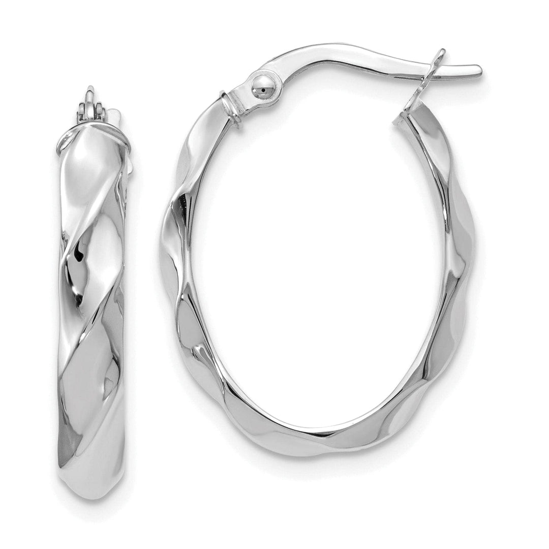 Lovely Rita's Earrings 14k White Gold Twisted Oval Hoop Earrings