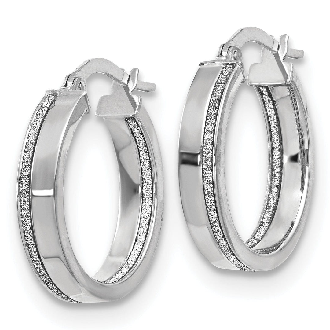 Lovely Rita's Earrings 14K White Polish Glimmer Infused Hoop Earrings