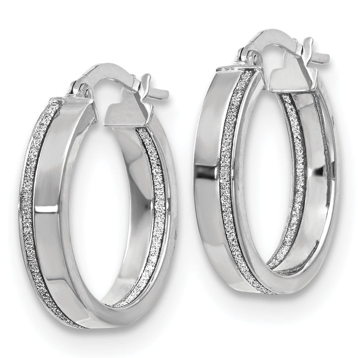 Lovely Rita's Earrings 14K White Polish Glimmer Infused Hoop Earrings