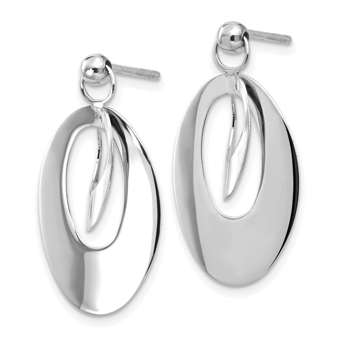 Lovely Rita's Earrings 14k White Polish Oval Reversible Post Earrings