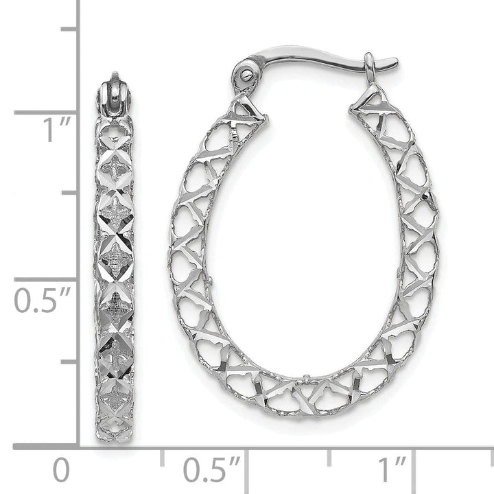 Lovely Rita's Earrings 14K White Polished D.C Hollow Hoop Earrings
