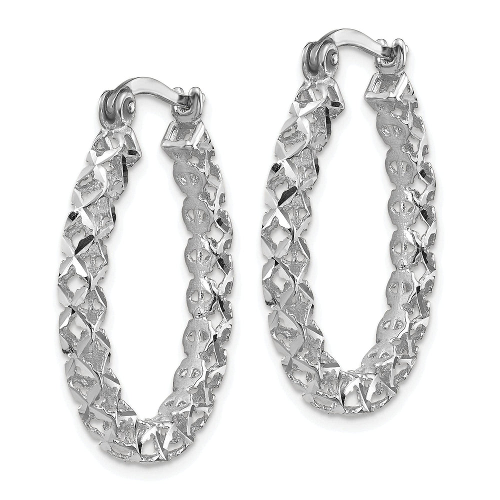 Lovely Rita's Earrings 14K White Polished D.C Hollow Hoop Earrings