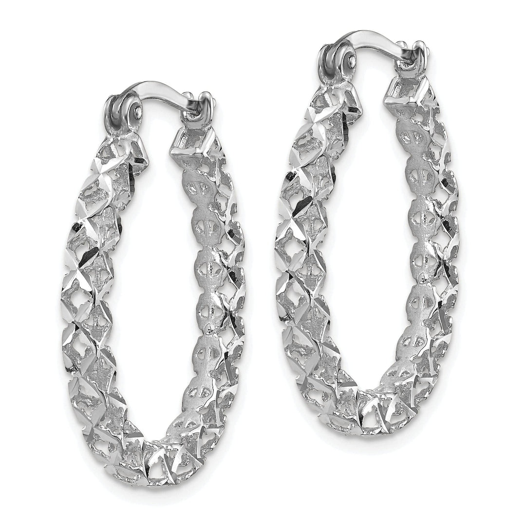 Lovely Rita's Earrings 14K White Polished D.C Hollow Hoop Earrings