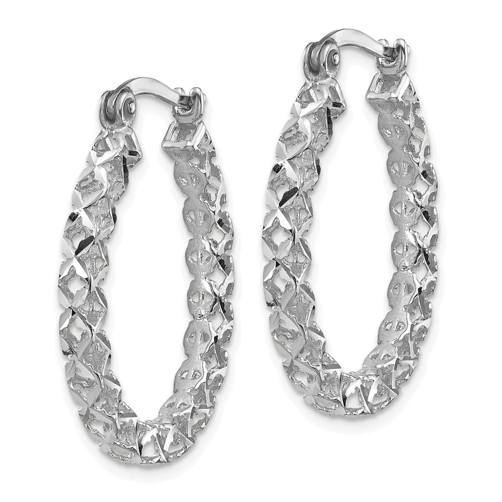 Lovely Rita's Earrings 14K White Polished D.C Hollow Hoop Earrings