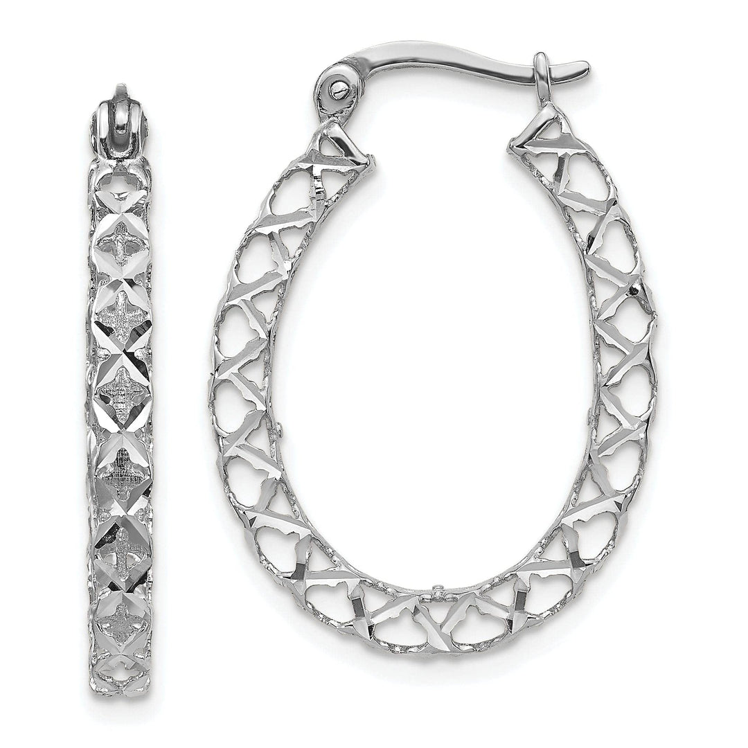 Lovely Rita's Earrings 14K White Polished D.C Hollow Hoop Earrings