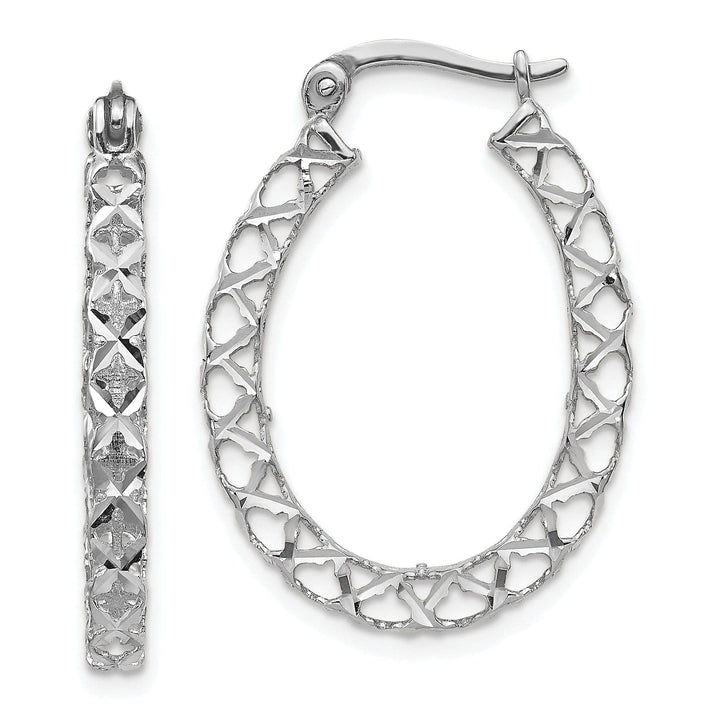 Lovely Rita's Earrings 14K White Polished D.C Hollow Hoop Earrings