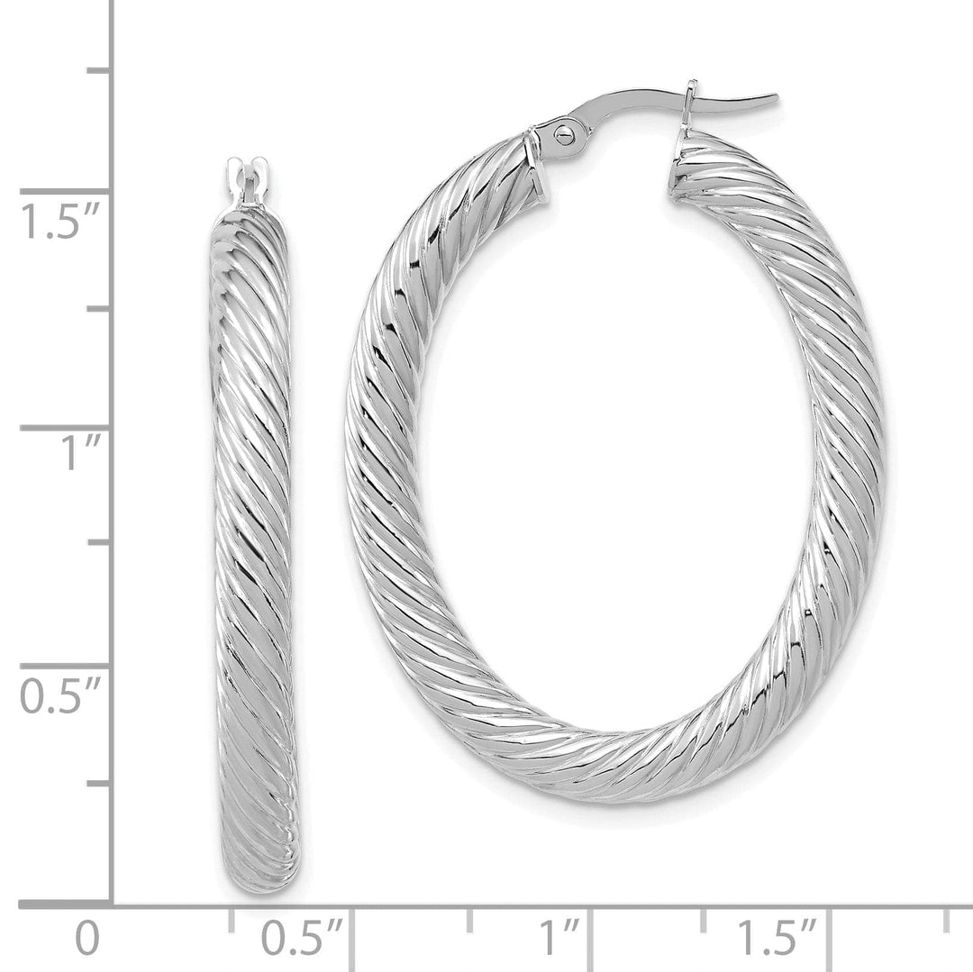 Lovely Rita's Earrings 14K White Polished Twisted Oval Hoop Earrings