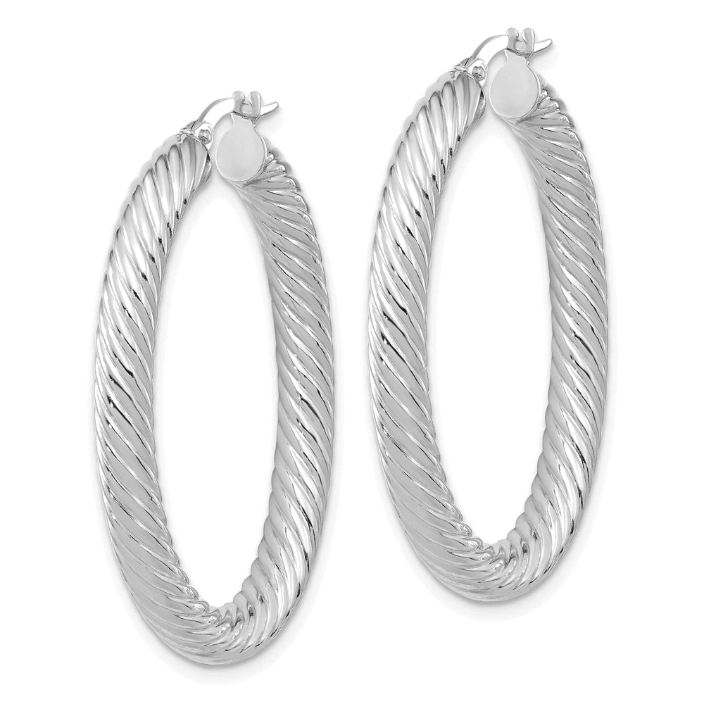 Lovely Rita's Earrings 14K White Polished Twisted Oval Hoop Earrings
