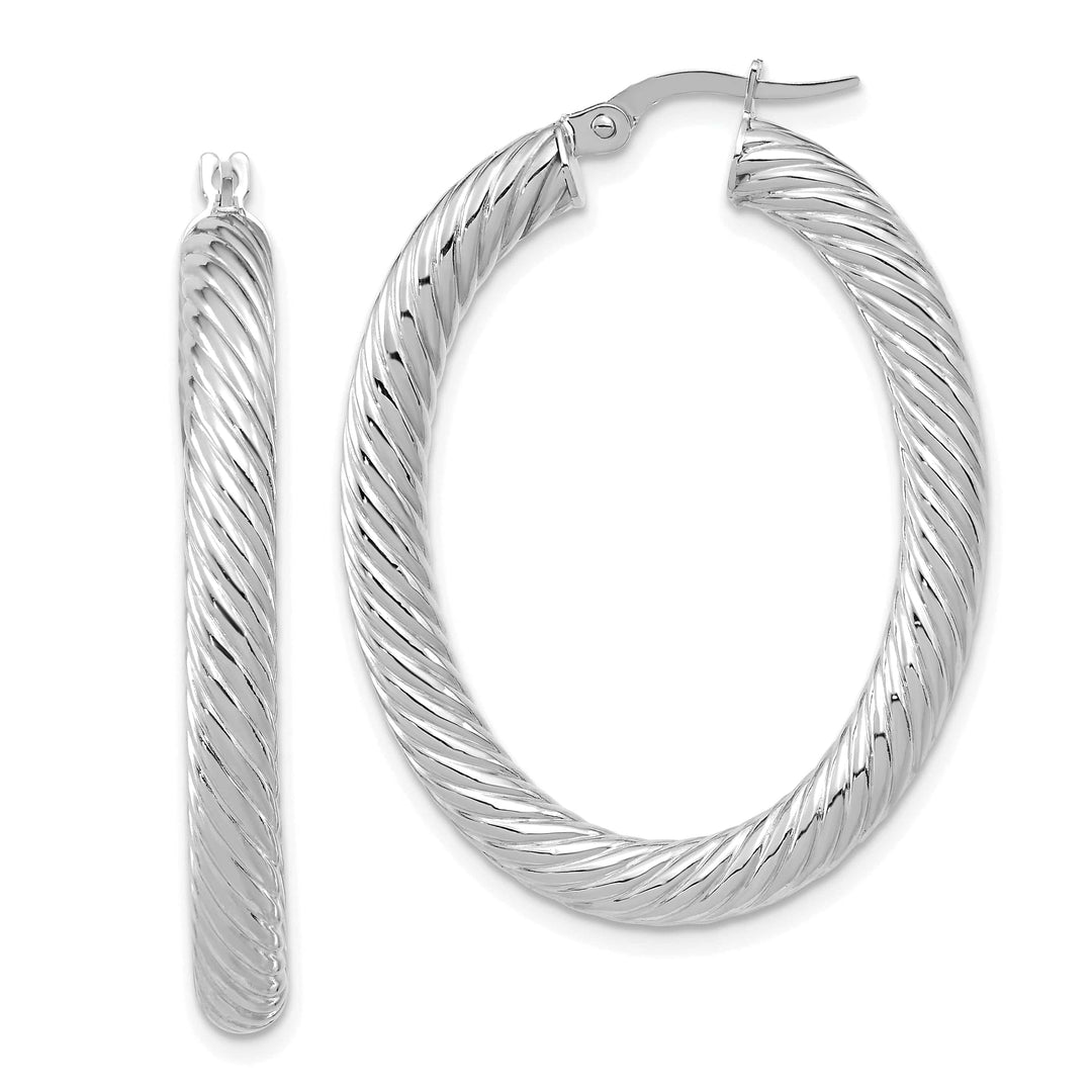 Lovely Rita's Earrings 14K White Polished Twisted Oval Hoop Earrings