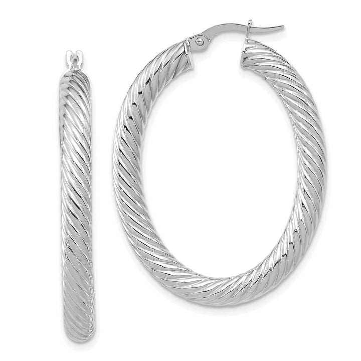 Lovely Rita's Earrings 14K White Polished Twisted Oval Hoop Earrings