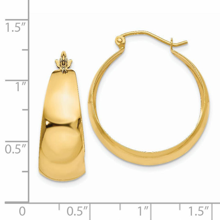 Lovely Rita's Earrings 14k Yellow Gold 10.5MM Tapered Hoop Earrings