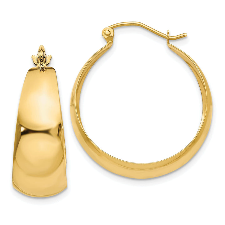 Lovely Rita's Earrings 14k Yellow Gold 10.5MM Tapered Hoop Earrings
