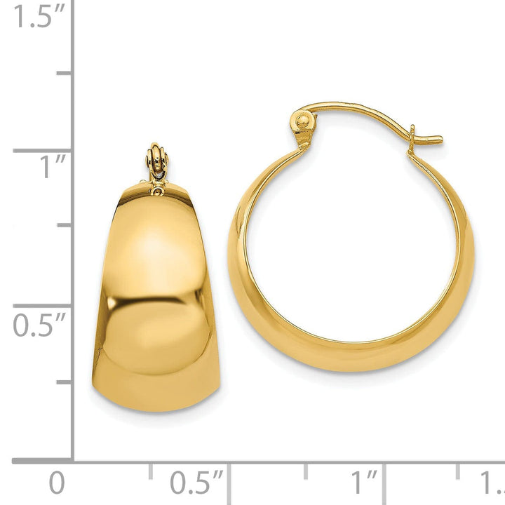 Lovely Rita's Earrings 14k Yellow Gold 10.5MM Tapered Hoop Earrings