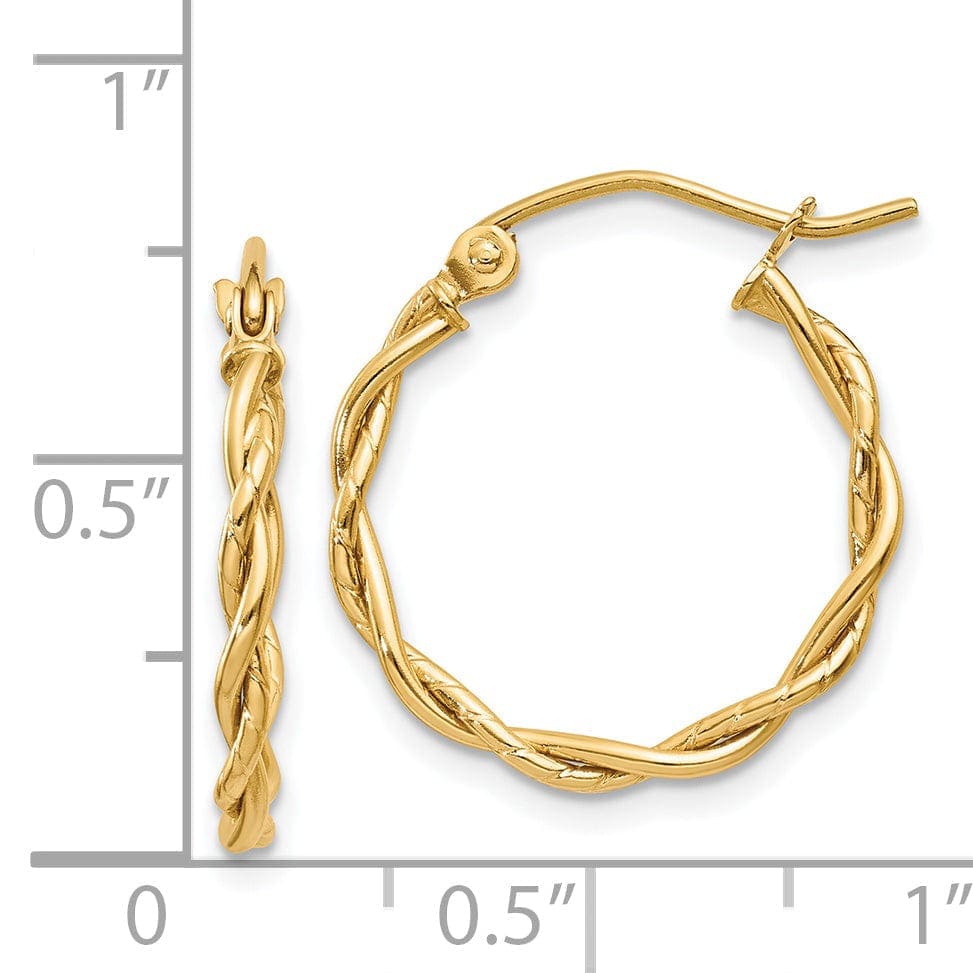 Lovely Rita's Earrings 14k Yellow Gold 2.25MM Twisted Hoop Earrings
