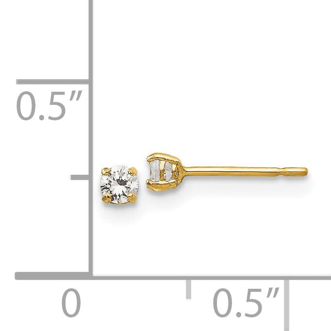 Lovely Rita's Earrings 14k Yellow Gold 2.5mm Round C.Z Basket Set Stud Earrings