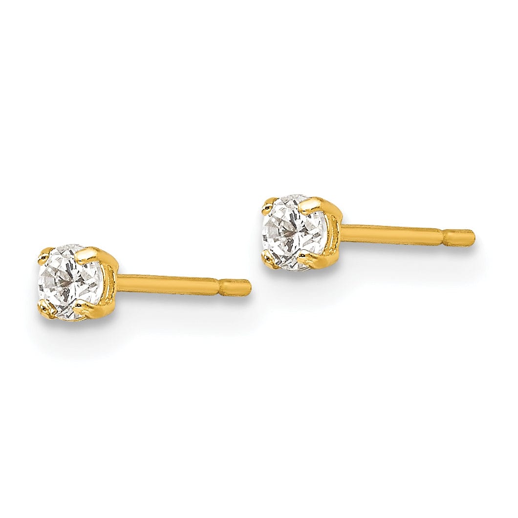 Lovely Rita's Earrings 14k Yellow Gold 2.5mm Round C.Z Basket Set Stud Earrings