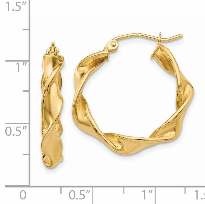 Lovely Rita's Earrings 14k Yellow Gold 2.75MM Twisted Hoop Earrings
